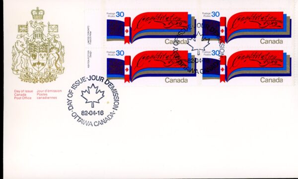 Canada OFDC PB#916 - Constitution (1982) 30¢