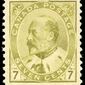 Canada Stamp #92 - Edward VII (1903) 7¢ FINE very fine, with hinge mark