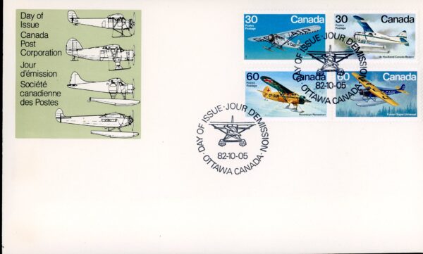 Canada Stamp FDC#970a 972A- Bush Aircraft (1982) 2 x 30¢ Se-tenant pair (969, 970),
