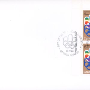 Canada Stamp - B - Semi Postal #B1-OFDC - PLATE BLOCK- 1976 Olympics (1974) 4 x 8¢ + 2¢