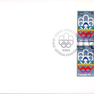 Canada Stamp - B - Semi Postal #B2 v3-OFDC - PLATE BLOCK -1976 Olympics (1974) 4 x 10¢ + 5¢