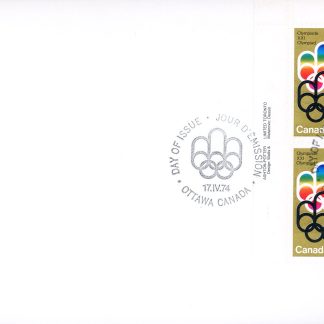 Canada Stamp - B - Semi Postal #B3-OFDC - PLATE BLOCK -1976 Olympics (1974) 4 x15¢ + 5¢