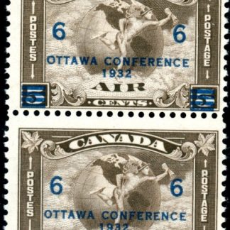 Canada Stamp - Air Mail #C4 (PAIR)- C2 Surcharged (Mercury, with scroll in hand) (1932) 6¢ MNH