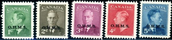 Canada Stamp - O - Official #O12 -O15A -SET-MNH - King George VI, Postes-Postage (1950) 1¢ O.H.M.S. (MH)