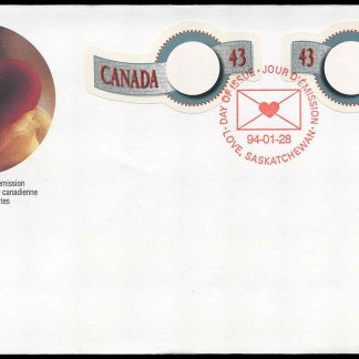 Canada Stamp #1507-8-FDC - Greetings Booklet-1 (1994) 43¢x2 FDC ONLY