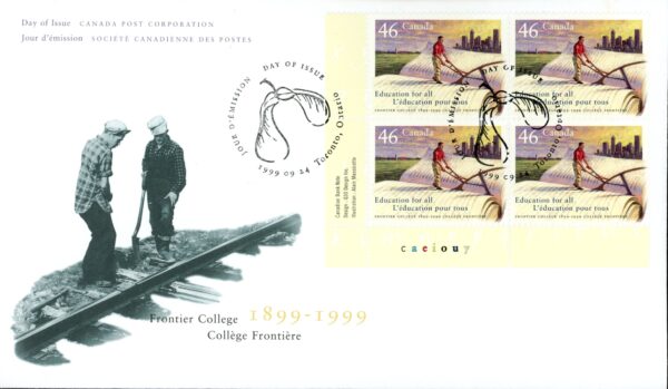 Canada OFDC PB#1810 - Frontier College farmer ploughing an open book (1999) 46¢