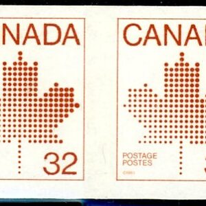 Canada Stamp #951a - Maple Leaf (1983) 2 x 32¢ Imperforated pair