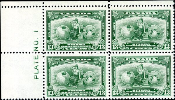 Canada Stamp PB#194 - Britannia (1932) 13¢ (VF-MNH) PLATE BLOCK -UL