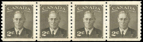 Canada Stamp #298strip - King George VI (1950) 4 x 2¢ Strip of 4