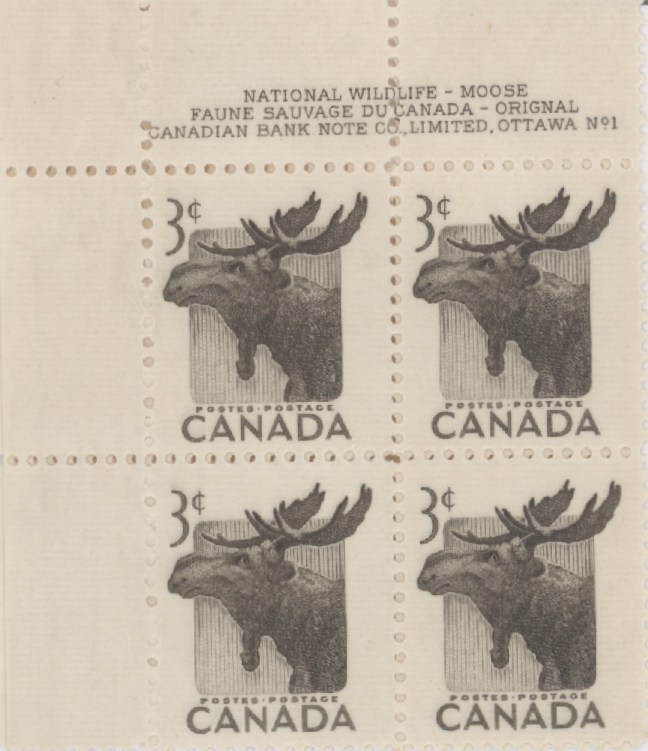 Canada Stamp PB#323 - Moose (1953) 3¢ (UL)