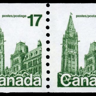 Canada Stamp STRIP OF 4 #806iii - Houses of Parliament (1978) 17¢ Dot at high noon/pigeon hole (pos.3,15,27)