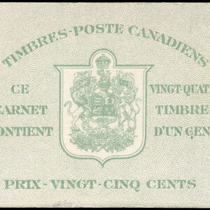Canada Stamp Booklet - #BK28b - King George VI (1937) 24 x 1¢ Type II, no rate page