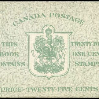 Canada Stamp Booklet - #BK28c - King George VI (1937) 24 x 1¢ Type II, with 6¢ airmail rate