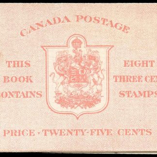 Canada Stamp Booklet - #BK34c (1942) 8 x 3¢ Type 1 no rate page with 6¢ rate.