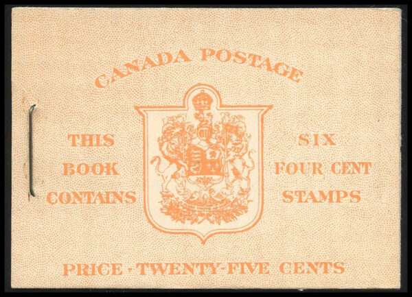 Canada Stamp Booklet - #BK45 (1953) 6 x 4¢ Type II, no rate page.