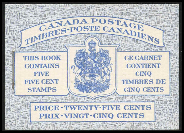 Canada Stamp Booklet - #BK49B (1954) 5 x 5¢ Type I,Stitched
