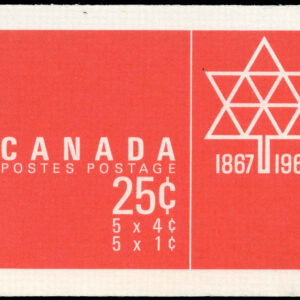 Canada Stamp Booklet - #BK54e (1967) 5 x 1¢ + 5 x 4¢ DEX, lf/df