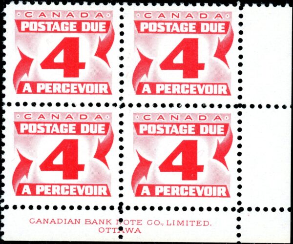 Canada Stamp PB - Postage Due #J24 - (1967) 4¢