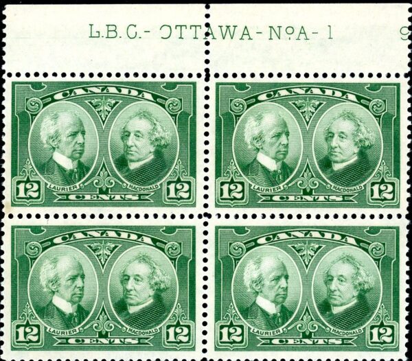 Canada Stamp PB#147 - Laurier & Macdonald (1927) 12¢ VF-MNH