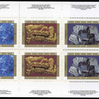 Canada Stamp #1440B - Canadian Minerals (1992) 10x 42¢  2X Horizontal strip of 5 (1436-1440)
