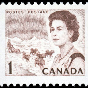 Canada Stamp #454ii - Queen Elizabeth II & Northern Lights (1971) 1¢ HB, DEX