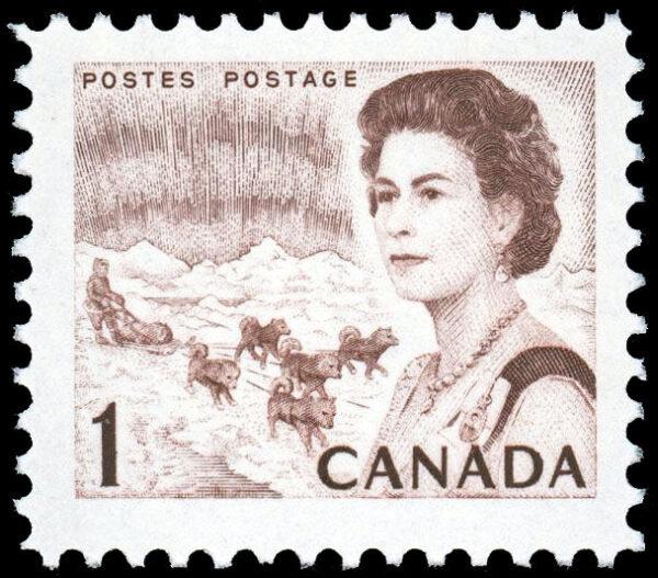 Canada Stamp #454ii - Queen Elizabeth II & Northern Lights (1971) 1¢ HB, DEX