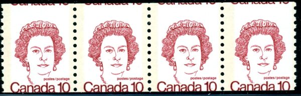 Canada Stamp #605 4x10 ERROR shifted print- Queen Elizabeth II (1976) 10¢ DF