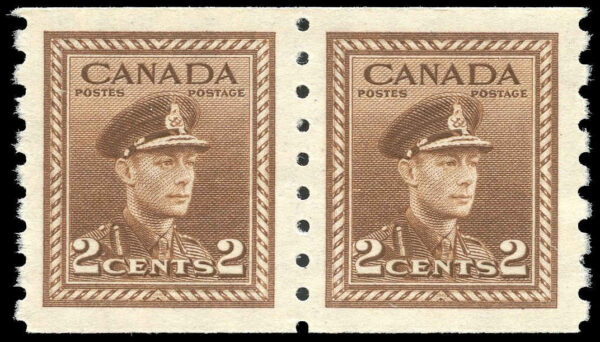 Canada Stamp #264pa - King George VI (1942) 2 x 2¢ Pair