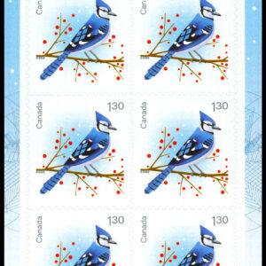 Canada Stamp #3366a - Blue Jay (2022) 6 x $1.30 Booklet pane of 6 stamps