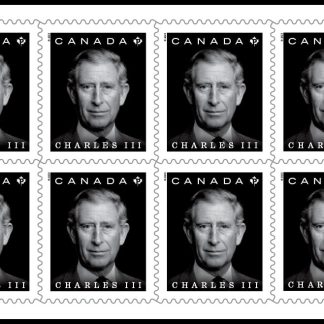 Canada Stamp #3381a - His Majesty King Charles III (2023) 10 x P (92¢) Booklet pane of 10 stamps
