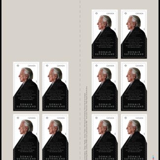 Canada Stamp #3401a - Donald Sutherland (2023) 10 x P (92¢) Booklet pane of 10 stamps