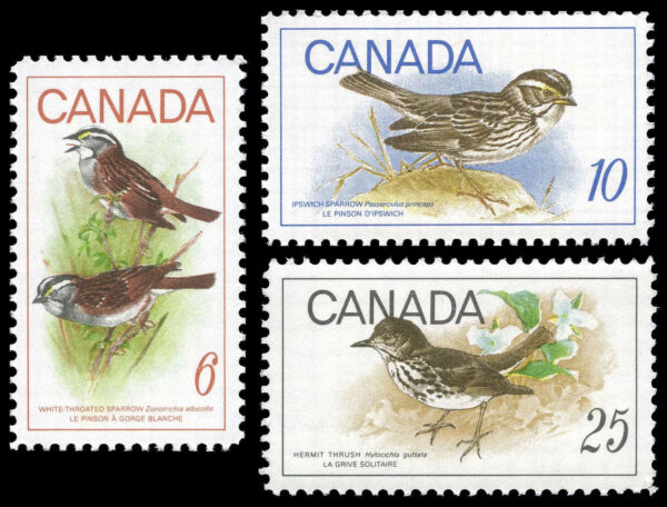 Canada Stamp #496-8 - Birds (1969) 1 x 6¢, 1 x 10¢, 1 x 25¢ Set of 3