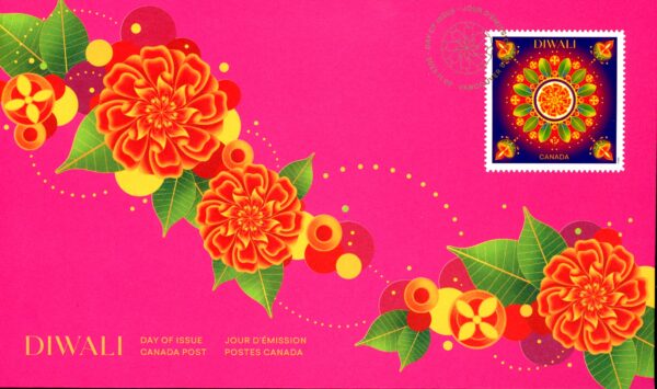 Canada Stamp #3410-FDC - Diwali (2023) P (92¢) Official first day cover
