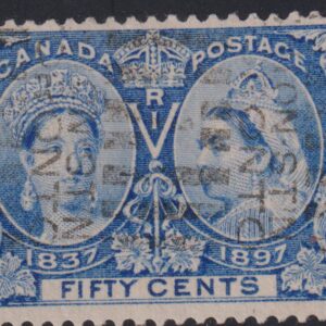 Canada Stamp #60 XX - Queen Victoria Jubilee (1897) 50¢ F-U (PRE-CANCELED)