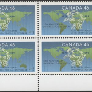 Canada Stamp PB#1806 - UPU emblem on world map (1999) 46¢