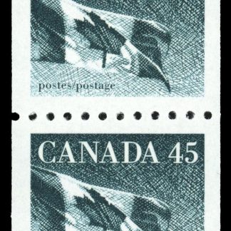Canada Stamp #1396-Strip - Flag (1995) 4 x 45¢ Hibrite paper