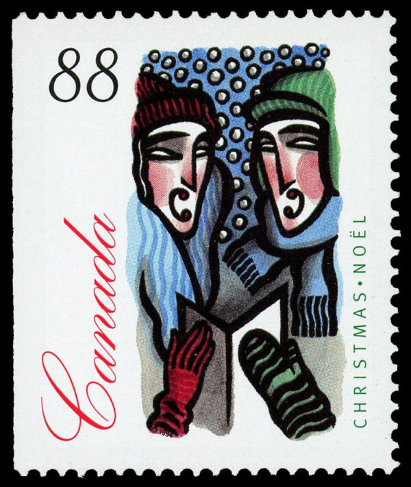 Canada Stamp #1535as - Outdoor Carolling (1994) 88¢ Booklet single with straight edge from 1535a