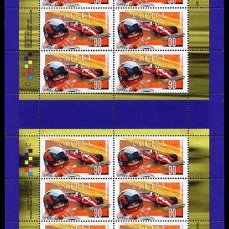 Canada Stamp SHEET#1648 - Close-up of Villeneuve with Ferrari T-3 in background (1997) 90¢