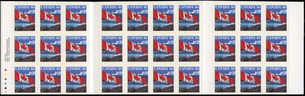 Canada Stamp #1698a - Flag over Iceberg (1998) 30 x 46¢ Booklet pane of 30 stamps (#1698) (BK215) (Press sensitive logo on front cover) - Image 2