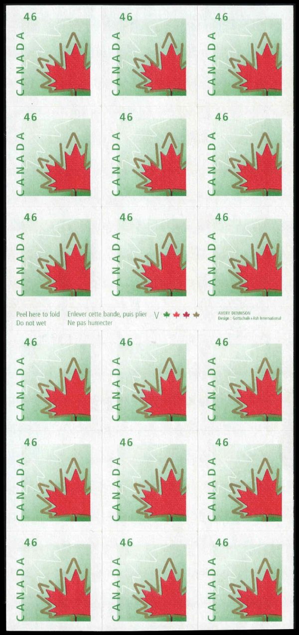 Canada Stamp #1699a - Stylized Maple Leaf (1998) 18 x 46¢ Sheetlet of 18