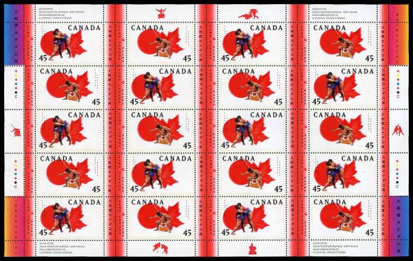 Canada Stamps SHEET#1724a SE-TENANT PAIR W-TABS Sumo Canada MNH, 1998
