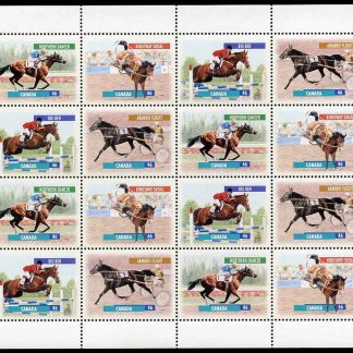 Canada Stamp SHEET#1794a - Canadian Horses (1999) 4 x 46¢ Se-tenant block or horizontal strip of 4 (1791-1794)