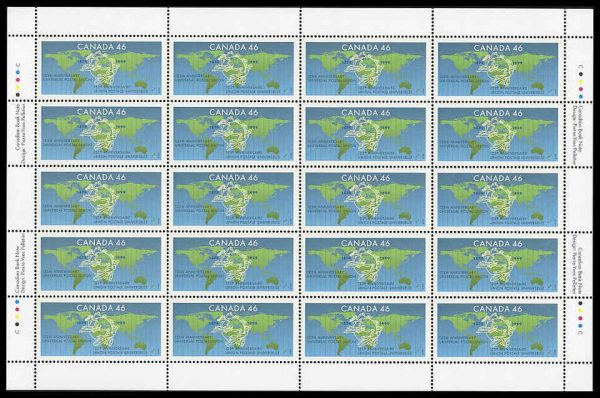 Canada Stamp SHEET#1806 - UPU emblem on world map (1999) 46¢