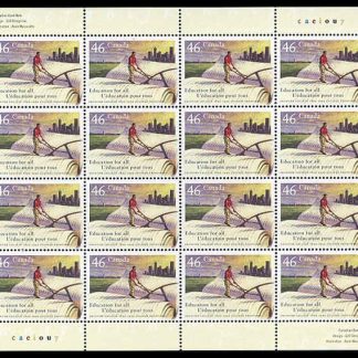 Canada Stamp SHEET#1810 - Frontier College farmer ploughing an open book (1999) 46¢