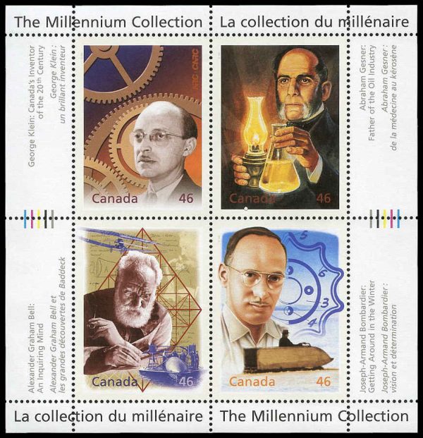 Canada Stamp #1832 - Fathers of Invention (2000) 4 x 46¢ Pane of 4