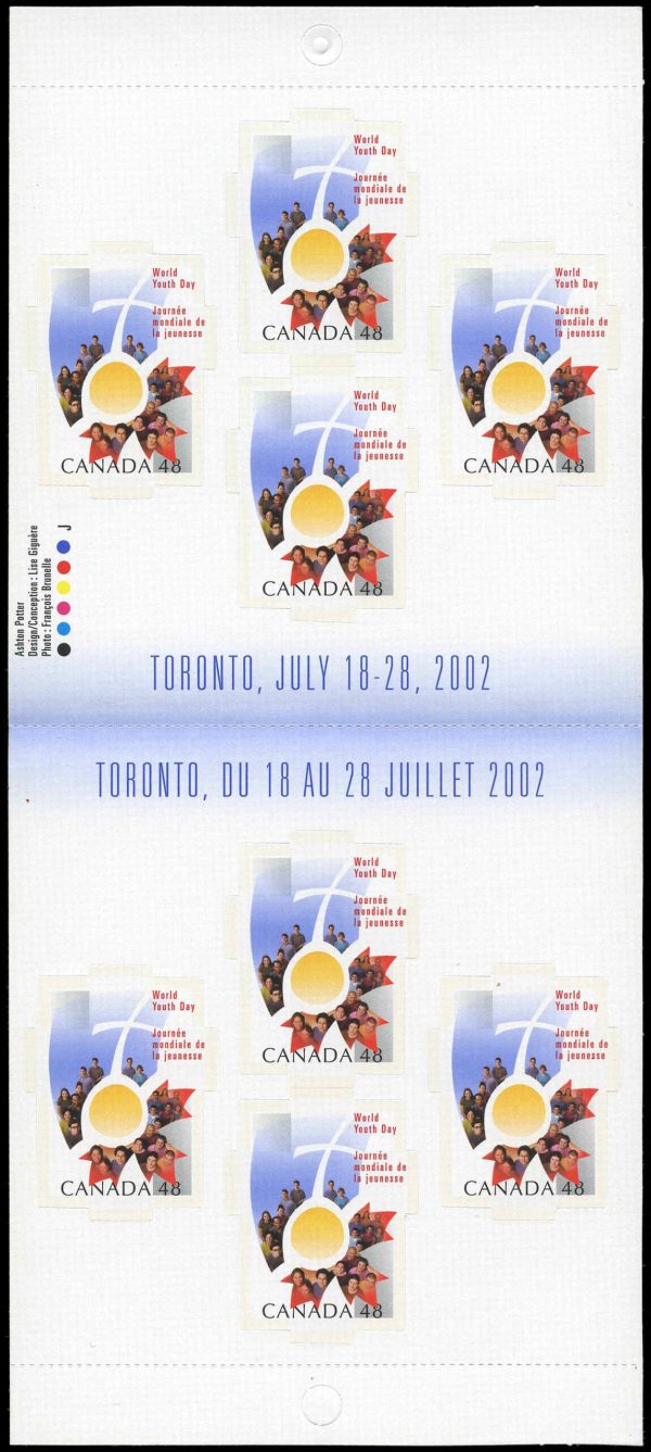 Canada Stamp #1957a - World Youth Day (2002) 8 x 48¢ Booklet pane of 8 stamps (#1957) (BK261) - Image 2
