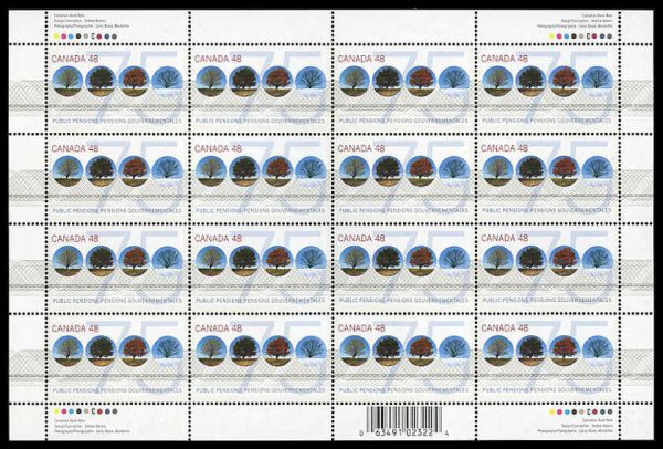 Canada Stamp SHEET#1959 - A tree depicted in 4 seasons (2002) 48¢