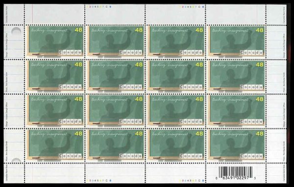 Canada Stamp SHEET#1961 - Teacher writing on blackboard (2002) 48¢