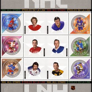 Canada Stamp #2017 - NHL All Stars - 5 (2004) 6 x 49¢ Souvenir sheet of 6 stamps