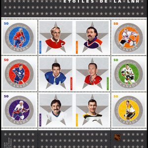 Canada Stamp #2085 - NHL All Stars - 6 (2005) 6 x 50¢ Souvenir sheet of 6 stamps